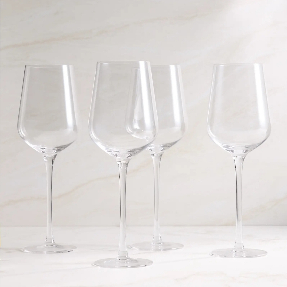 NWOT! Quince Mouth Blown White Wine Glass! Set Of 4! (W2)